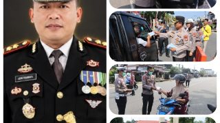 Kapolres Pasaman Barat AKBP Agung Tribawanto Turun Bersama PJU, Bagikan Masker Sekaligus Cegah Karhutla Meluas